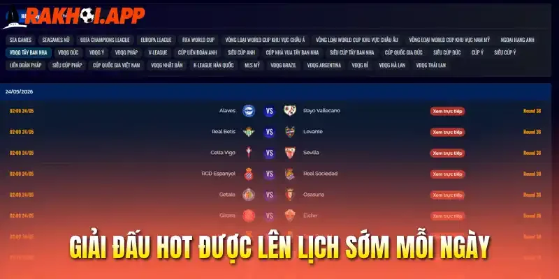 Giải đấu hot được lên lịch sớm mỗi ngày