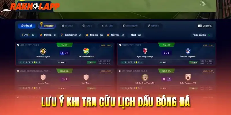 Lưu ý khi tra cứu lịch đấu bóng đá