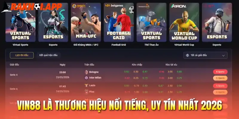 Nhà Cái Uy Tín 8 Vin88 là thương hiệu nổi tiếng, uy tín nhất 2026