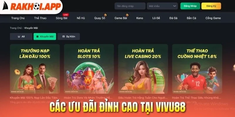 Vivu88 - Nhà Cái Cá Cược Uy Tín, Live Bóng Đá Đỉnh Cao 2 Các ưu đãi đỉnh cao tại Vivu88