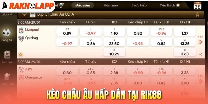 Rik88 - Trực Tiếp Bóng Đá Full HD, Cá Cược Chuyên Nghiệp 3 Kèo châu Âu hấp dẫn tại Rik88