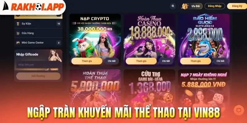 Vin88 - Live Bóng Đá Mượt, Cung Cấp Bảng Odds Cạnh Tranh 2 Ngập tràn khuyến mãi thể thao tại Vin88