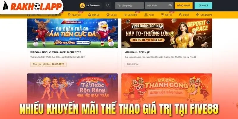 Five88 - Xem Trực Tiếp Bóng Đá Miễn Phí, Cược Sòng Phẳng 2 Nhiều khuyến mãi thể thao giá trị tại Five88