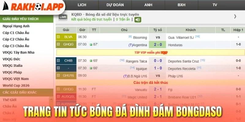 Bongdaso - Update Dữ Liệu Và Xem Bóng Đá Hôm Nay Full HD 1 Trang tin tức bóng đá đình đám Bongdaso