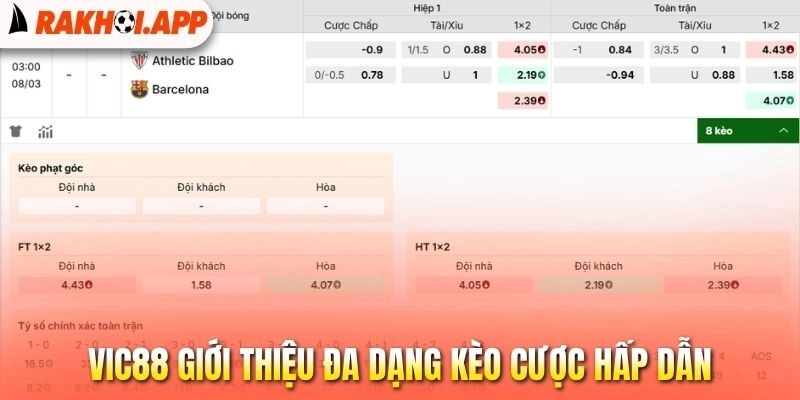 Vic88 - Cung Cấp Link Xem Bóng Đá Miễn Phí, Cược Kèo Ngon 3 Vic88 giới thiệu đa dạng kèo cược hấp dẫn